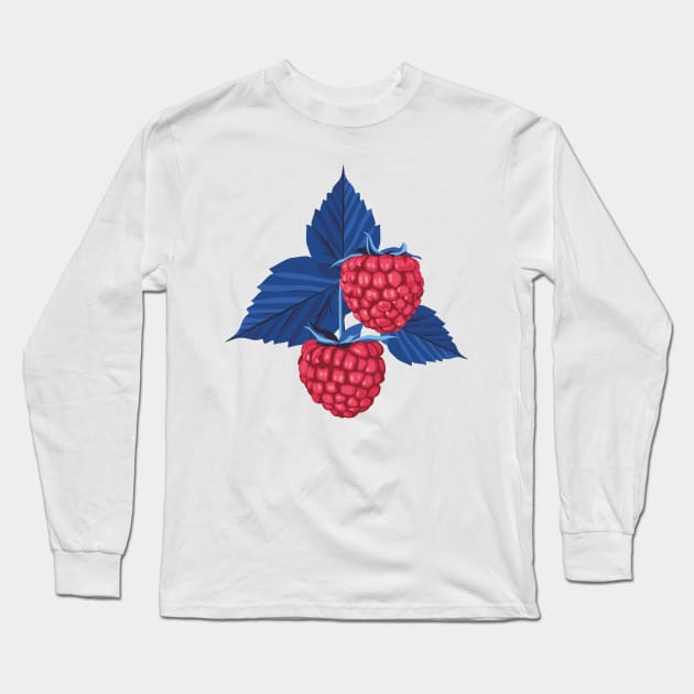 Raspberry illustration Long Sleeve T-Shirt by lents